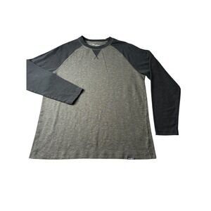Eddie Bauer Mens Long Sleeve Raglan Shirt Grey Black Crew Neck Cotton Blend L